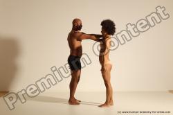 Underwear Gymnastic poses Woman - Man Black Muscular Dancing Dynamic poses Academic